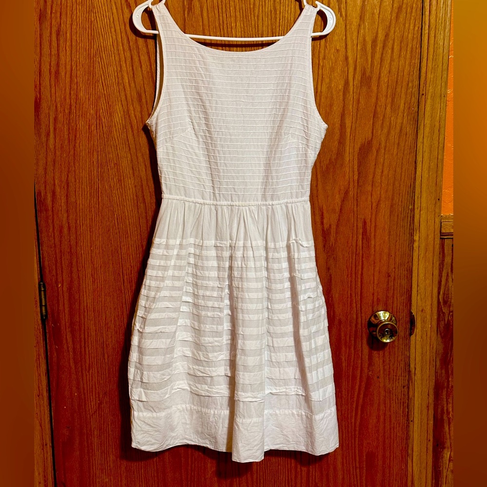 GARNET HILL Sz 0 bridal capsule‎ wardrobe White Cotton Pintuck Lined Dress
